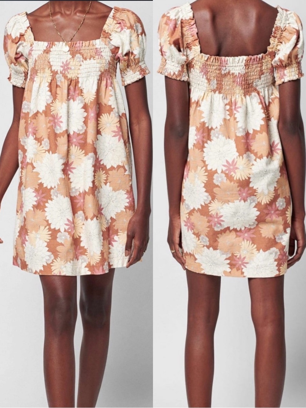 Floral Puff Sleeve Smocked Sundress by Faherty XS